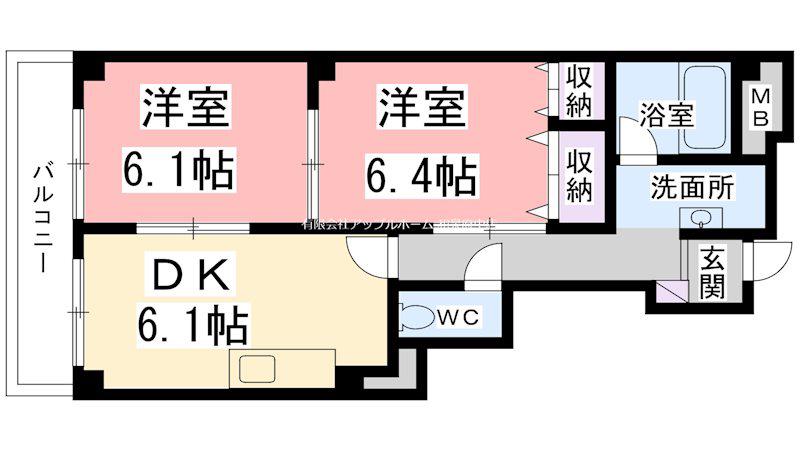 アンジュメゾン(2DK/1階)の間取り写真