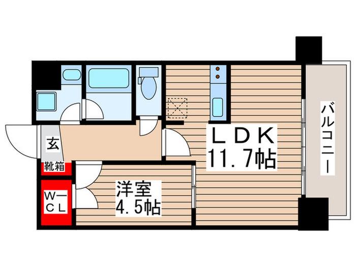 ラグゼナ流山おおたかの森(1LDK/8階)の間取り写真