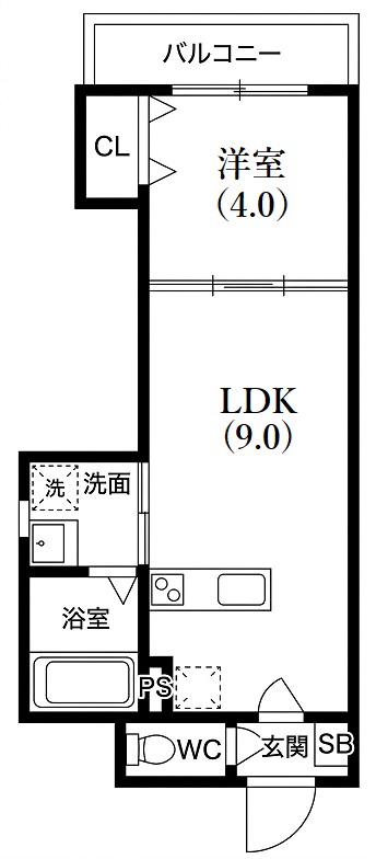 AXIA CITY 神戸松原(1LDK/3階)の間取り写真