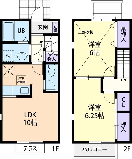 RAINBOW COURT 明ヶ谷(2LDK/1階)の間取り写真