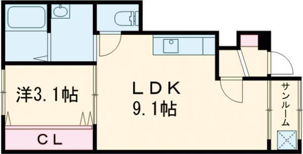 ピノ・ノワール(1LDK/1階)の間取り写真