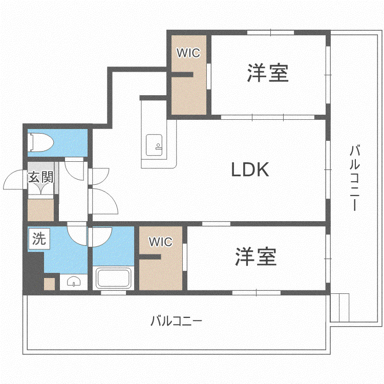 ロイヤルガーデン博多アネックス(2LDK/2階)の間取り写真