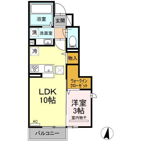 モアボヌールII(1LDK/1階)の間取り写真