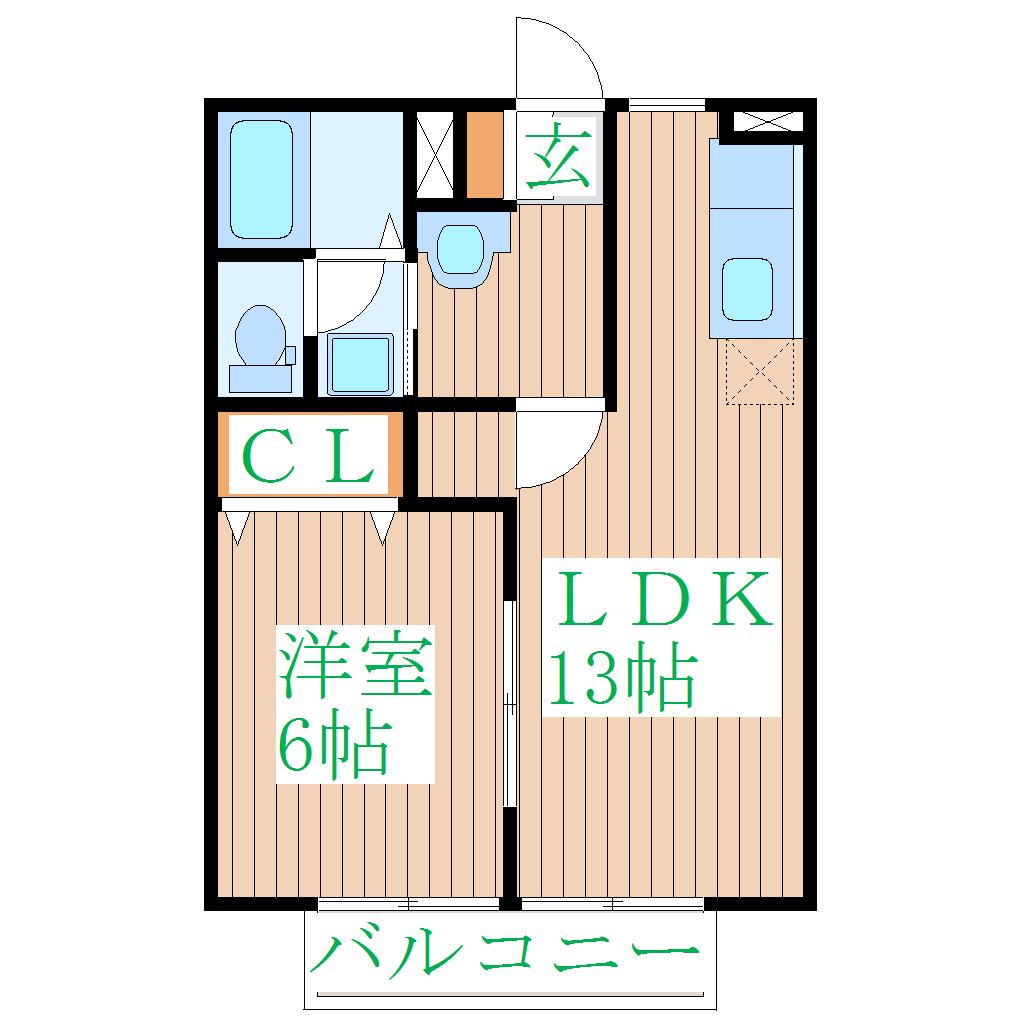 シティハイツYAMAKI(1LDK/2階)の間取り写真