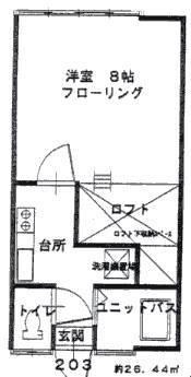 レジデンスコルネ(1K/1階)の間取り写真