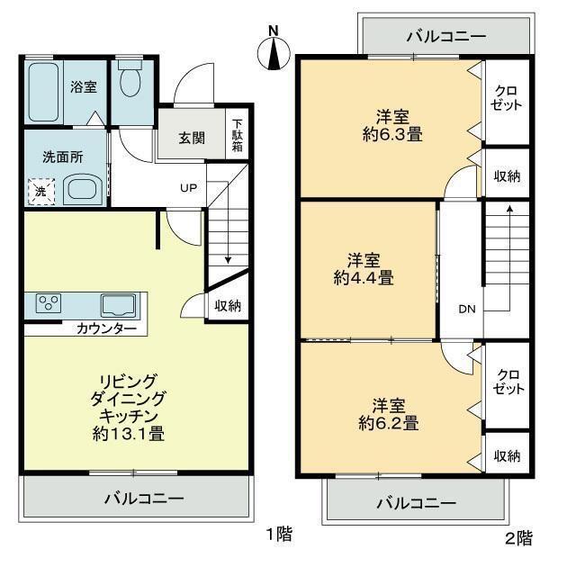 ミュージアグローリー(3LDK/1階)の間取り写真