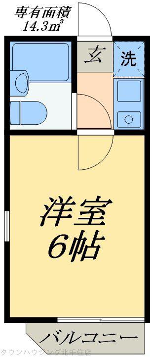 シャンテ北千住(1K/2階)の間取り写真