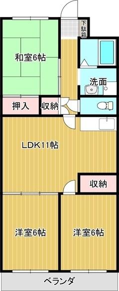 メゾンモンソレーイユ(3LDK/4階)の間取り写真