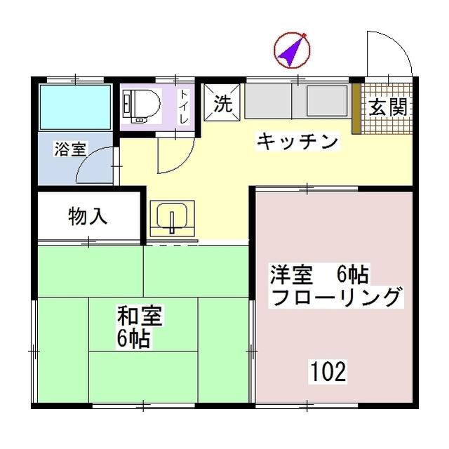 コーポM(2K/1階)の間取り写真