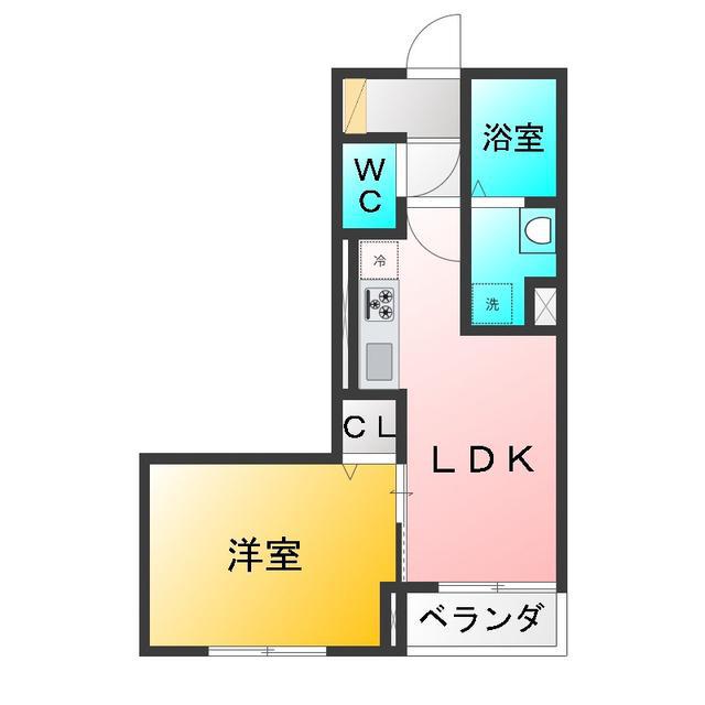 LOTUS(1LDK/2階)の間取り写真