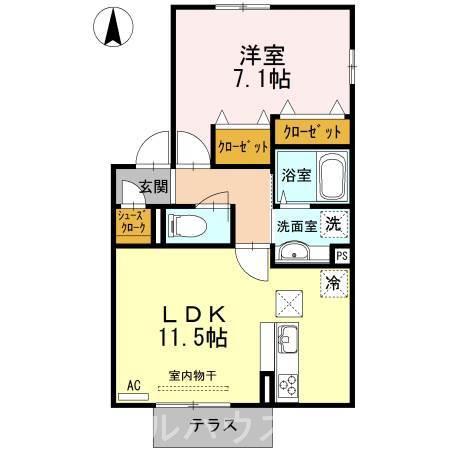トレフルブラン(1LDK/1階)の間取り写真