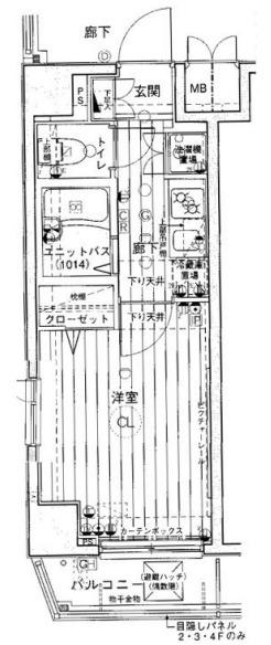 メインステージ代々木公園(1K/2階)の間取り写真