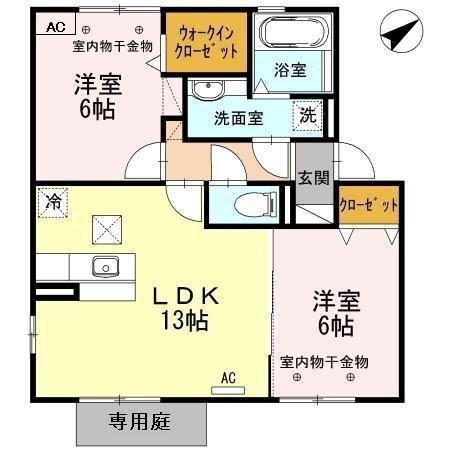 ドレクシア庄野(2LDK/2階)の間取り写真