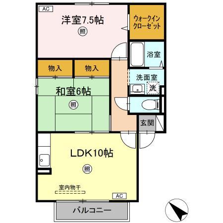 メゾン・エタンスレ(2LDK/1階)の間取り写真