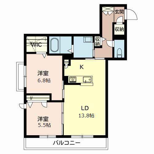 アトリオ朝霧(2LDK/3階)の間取り写真