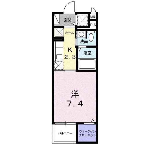 パインズ美園(1K/5階)の間取り写真