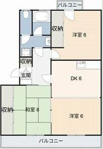 アーバンハイム鍋田(3DK/2階)の間取り写真