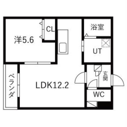 インフィニティ五稜郭公園(1LDK/4階)の間取り写真