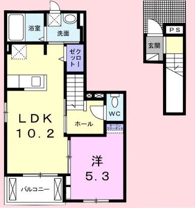 リベルテ ビラージュ(1LDK/2階)の間取り写真
