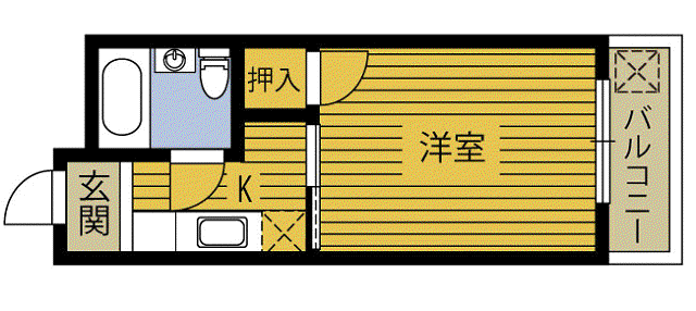 コーポたかお(1K/2階)の間取り写真