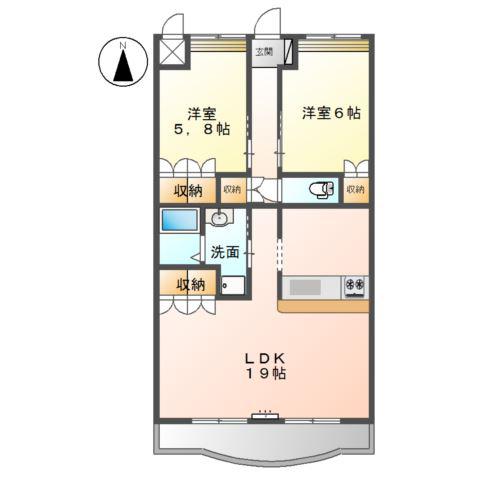 ファミール三条I(2LDK/2階)の間取り写真