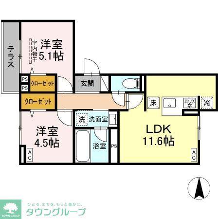 赤堤計画(2LDK/1階)の間取り写真