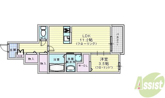 メゾン大島4(1LDK/1階)の間取り写真