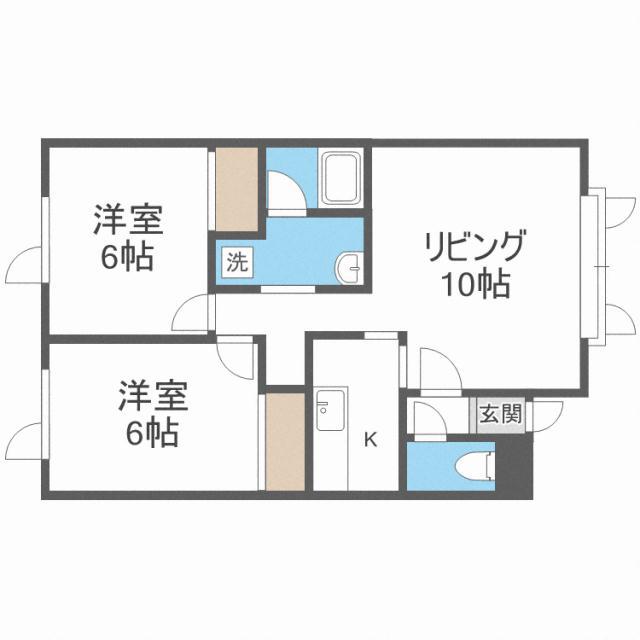 フラット28(2LDK/2階)の間取り写真