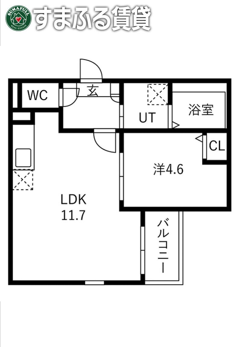 JACK SUMIYOSHII(1LDK/1階)の間取り写真