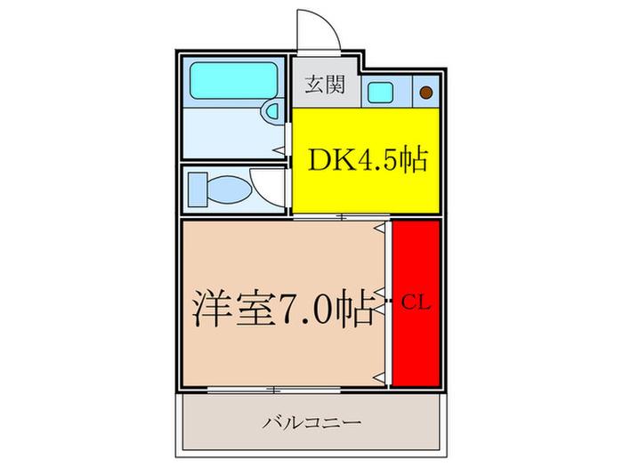 セイントヒル緑地(1DK/2階)の間取り写真