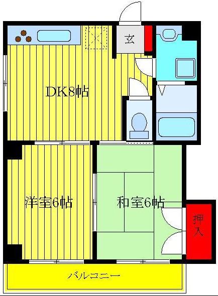 メゾンドラモーヌ(2DK/1階)の間取り写真