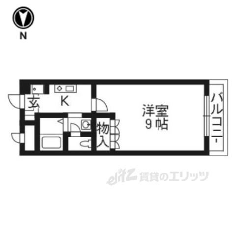コンフォール祝園Ⅱ(1K/4階)の間取り写真