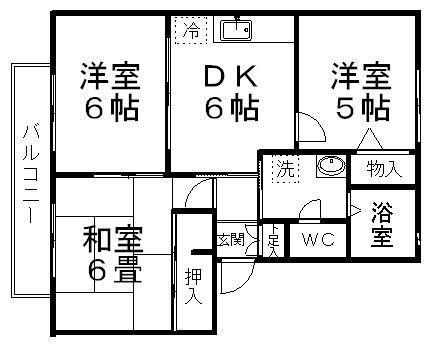 ビューラーシャトル パセリ館(3DK/2階)の間取り写真