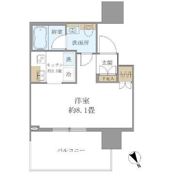 BRILLIA TOWER 浜離宮 ブリリアタワー浜離宮(ワンルーム/10階)の間取り写真