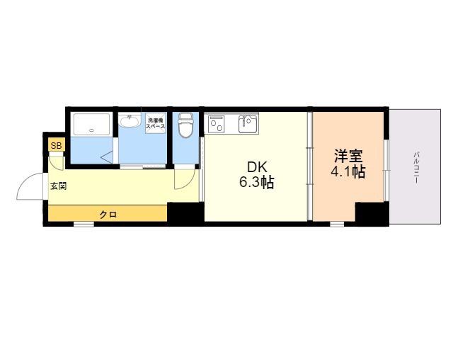 MIMOSA TERRACE(1DK/5階)の間取り写真