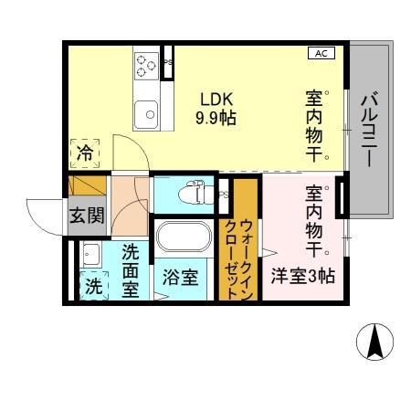 サニーガーデン(1LDK/3階)の間取り写真