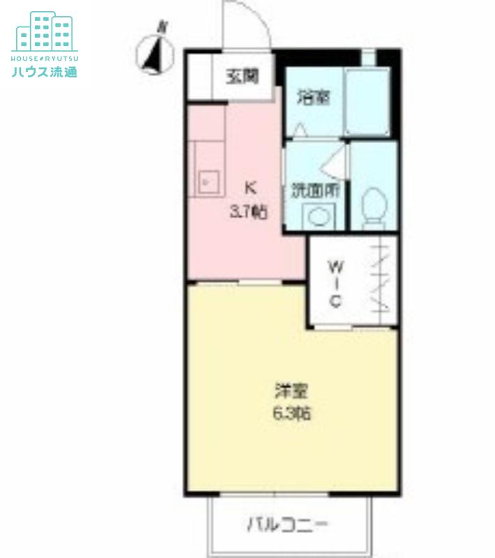 ボヌールシューB(1K/2階)の間取り写真