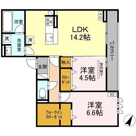LAKE LOUISE(2LDK/2階)の間取り写真