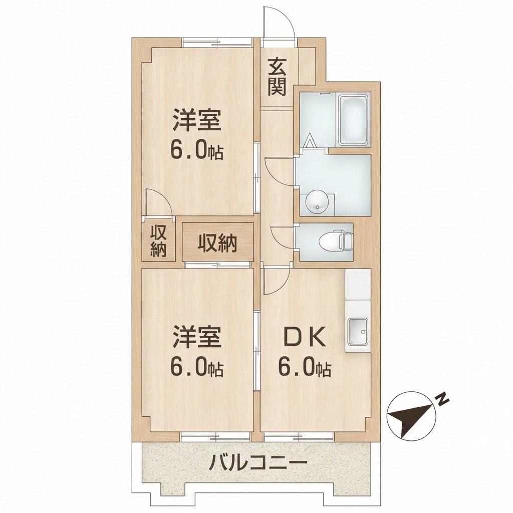 グランジートアン(2DK/8階)の間取り写真