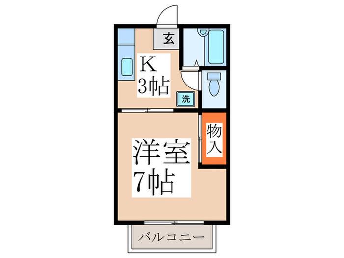 パークサイドテラス(1K/1階)の間取り写真