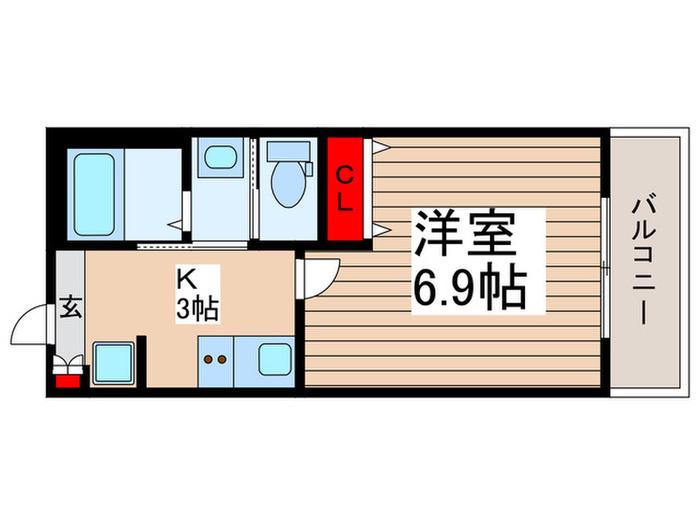 GRANDIR三郷(1K/2階)の間取り写真