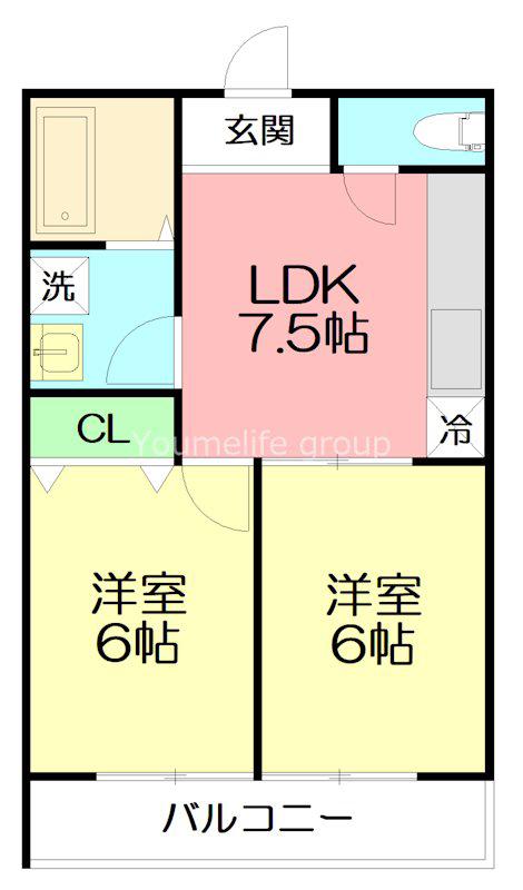 LAULEA湘南(2DK/1階)の間取り写真