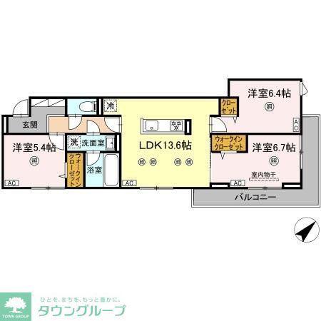 ウィンザーコート金田西(3LDK/3階)の間取り写真