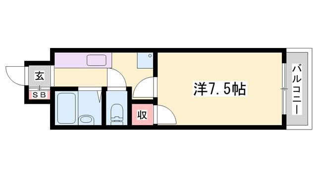 ハイメゾン緑が丘西(1K/2階)の間取り写真