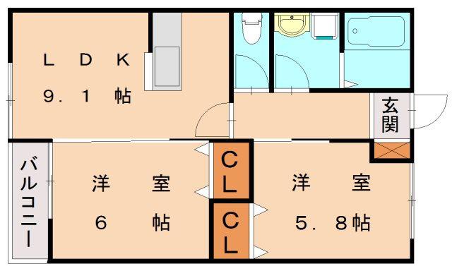 サクラテラス和白(2LDK/1階)の間取り写真