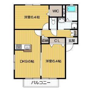 ONE STEPA棟(2LDK/1階)の間取り写真