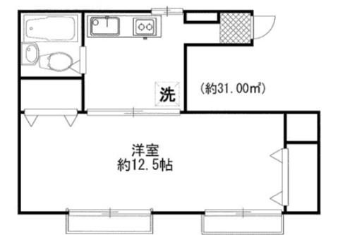 シャモット市ヶ谷(1DK/2階)の間取り写真