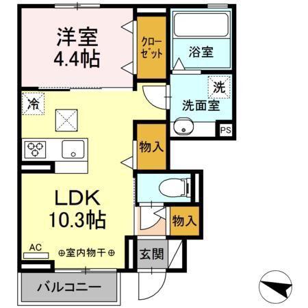 レオンハウス(1LDK/1階)の間取り写真