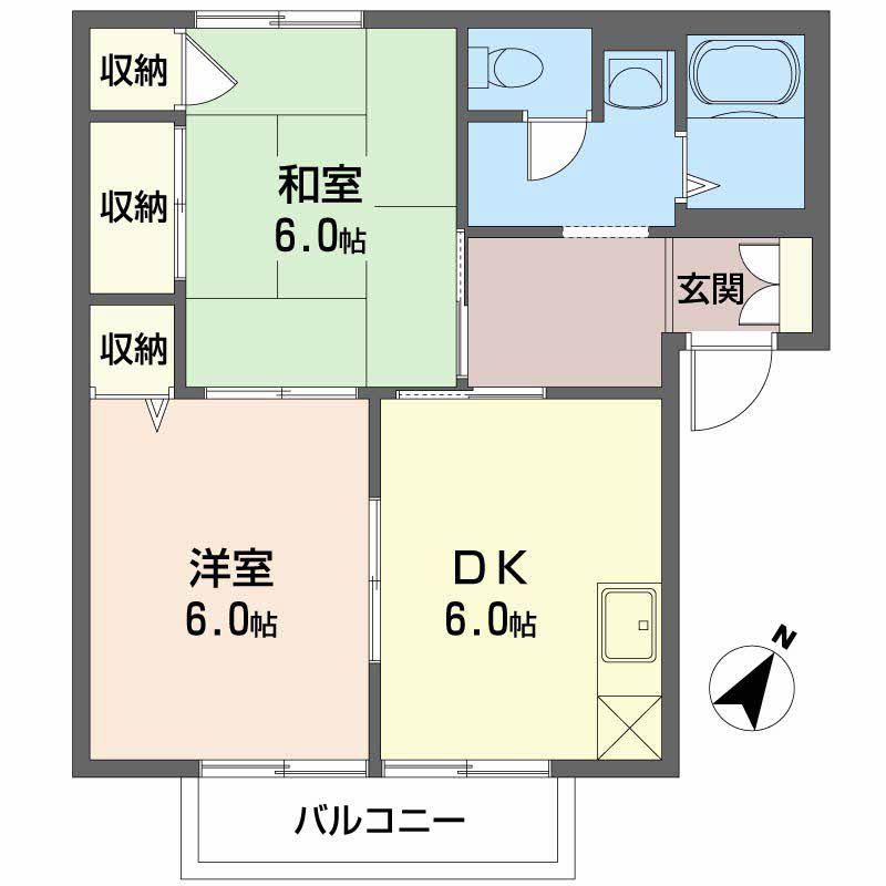 ラフィーネY(2DK/2階)の間取り写真