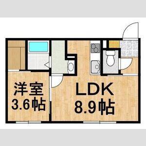 恵庭市福住町3丁目MS(1LDK/2階)の間取り写真
